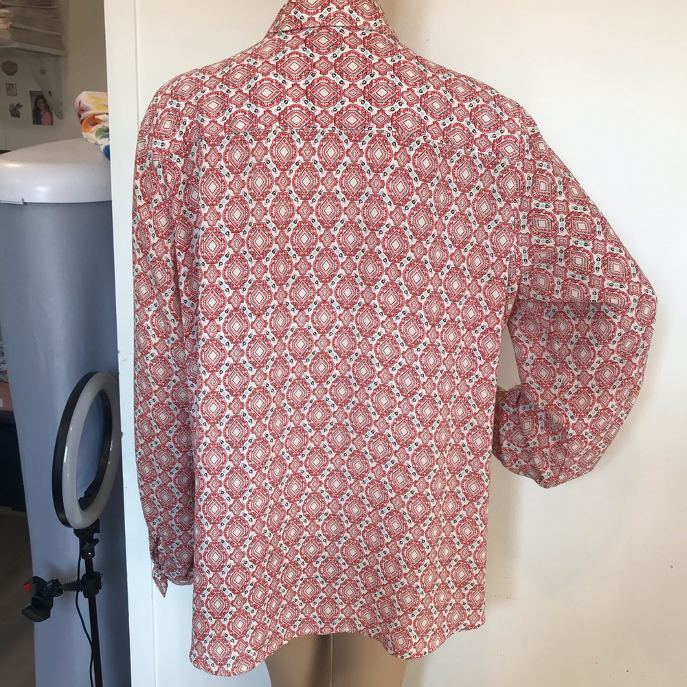 Foxcroft Patterned Button Front Blouse 16 - image 5